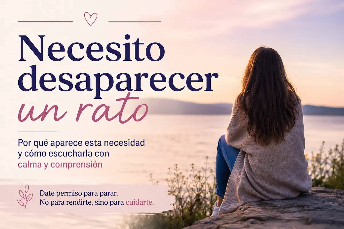 Persona sentada frente al agua al atardecer reflexionando sobre la necesidad de parar y descansar emocionalmente.