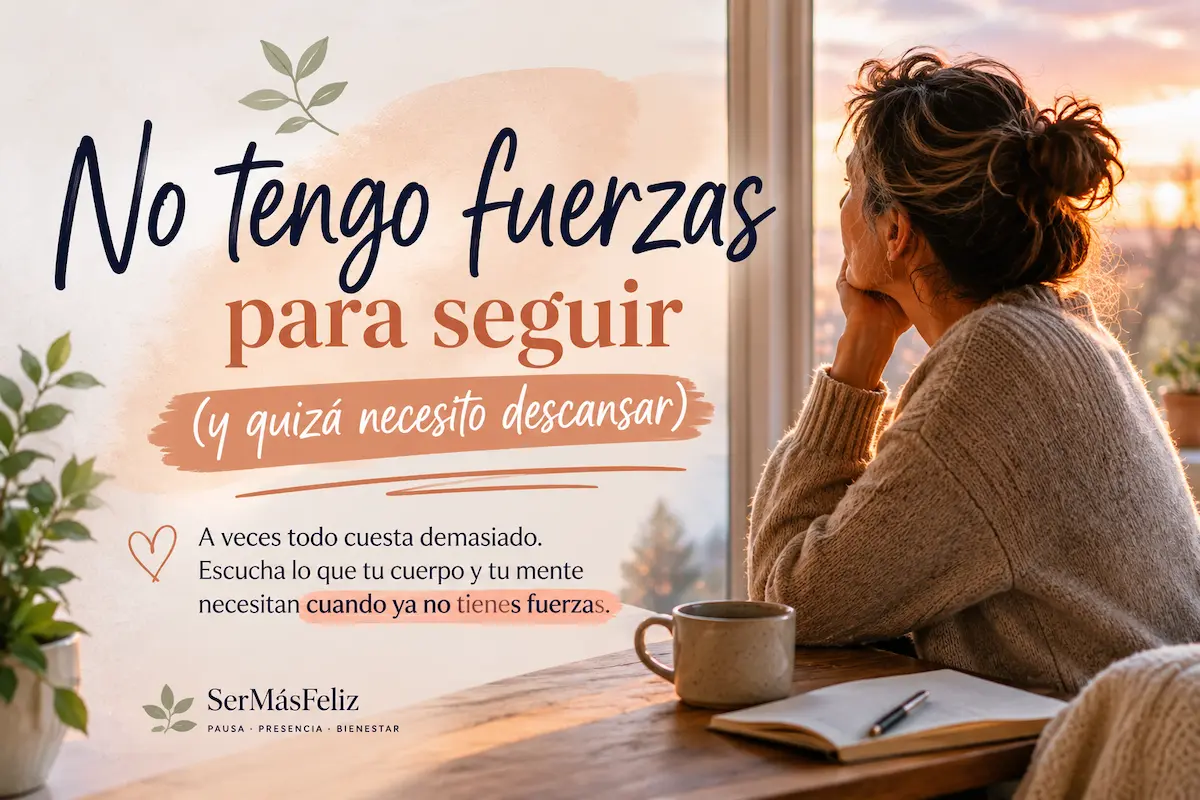 No tengo fuerzas para seguir: persona reflexionando junto a una ventana al atardecer mientras escucha la necesidad de descansar y recuperar energía emocional.