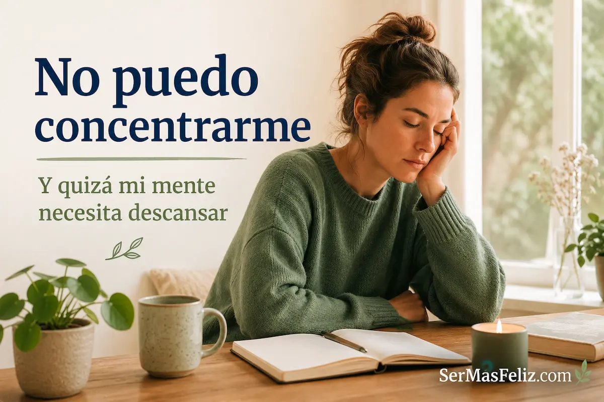 Persona sentada junto a una ventana intentando concentrarse mientras descansa la mente en un ambiente tranquilo y acogedor.