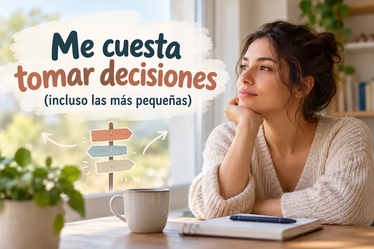 Mujer reflexionando junto a una ventana porque le cuesta tomar decisiones, incluso las más pequeñas.